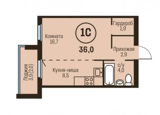 Продаю 1-ком. квартиру, 36 м2, Барнаул, Железнодорожный район