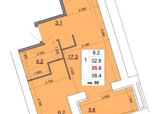 1-комнатная квартира на продажу, 35.6 м2, Костромская область