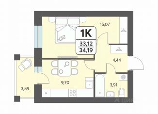 Продаю 1-ком. квартиру, 34.19 м2, Северодвинск