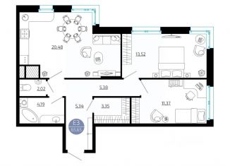Продажа 2-ком. квартиры, 65.65 м2, Тульская область