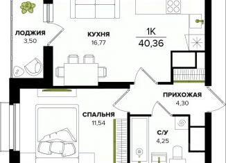 1-ком. квартира на продажу, 40.36 м2, Тула, Центральный территориальный округ