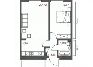 Продам 1-ком. квартиру, 50.95 м2, Иркутск