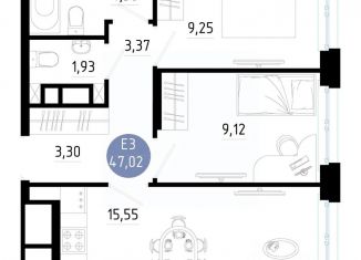 Продам 2-комнатную квартиру, 47.02 м2, Рязань