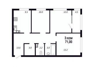 Продам 3-ком. квартиру, 71 м2, Омск, Советский округ