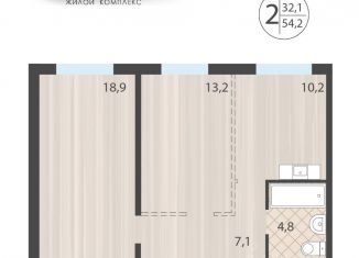 Продаю двухкомнатную квартиру, 54.2 м2, Иркутск