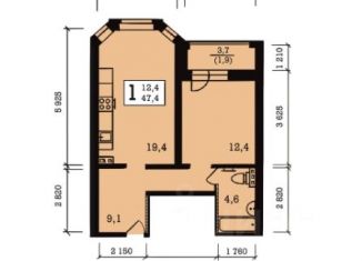 Продажа 1-ком. квартиры, 47.4 м2, Ярославская область