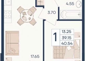Продам однокомнатную квартиру, 40.54 м2, Краснодар