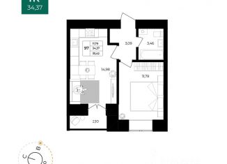 Продажа 1-ком. квартиры, 35.42 м2, Ярославская область