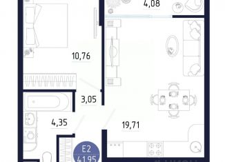 Продам однокомнатную квартиру, 41.95 м2, Тула