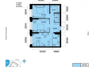 Продажа 3-комнатной квартиры, 69.47 м2, Уфа, Октябрьский район