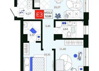 Продается 2-комнатная квартира, 52.66 м2, Тульская область