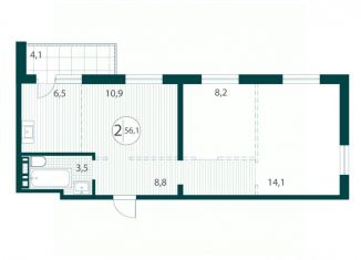 Продажа 2-ком. квартиры, 56.1 м2, Иркутск