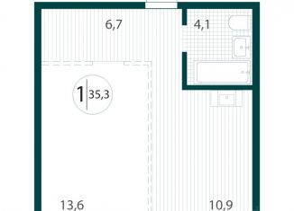 1-комнатная квартира на продажу, 35.3 м2, Иркутск
