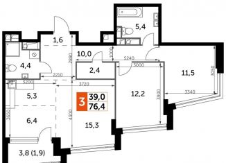 Продам трехкомнатную квартиру, 76.4 м2, Москва, ЮАО