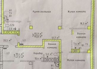 Продам 3-комнатную квартиру, 95.7 м2, Челябинск, улица Бейвеля, 22, ЖК Александровский