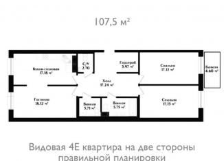 Продам четырехкомнатную квартиру, 102.9 м2, Санкт-Петербург, муниципальный округ Семеновский, Малодетскосельский проспект, 40