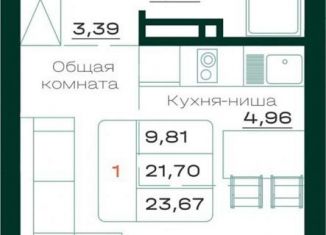 Продаю квартиру студию, 24.3 м2, Барнаул, Железнодорожный район