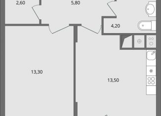 Однокомнатная квартира на продажу, 40.6 м2, Липецк, ЖК Атмосфера