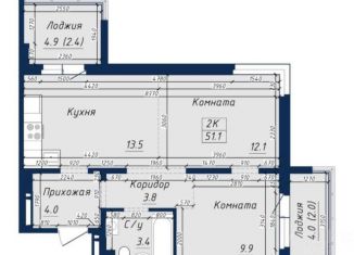 Продам трехкомнатную квартиру, 52 м2, Барнаул, улица Солнечная Поляна, 94к5, ЖК Nord