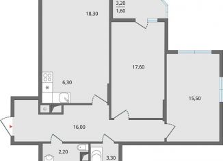 Продажа двухкомнатной квартиры, 47.1 м2, Липецк, ЖК Атмосфера