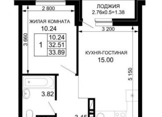Продаю однокомнатную квартиру, 33.9 м2, Краснодар, Прикубанский округ