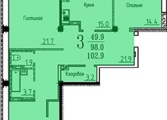 3-комнатная квартира на продажу, 103 м2, Воронеж, улица Академика Конопатова, 15, ЖК Спутник