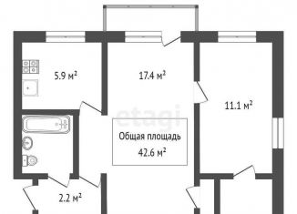 2-комнатная квартира на продажу, 42.6 м2, рабочий посёлок Горный, Советская улица, 6