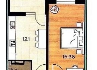 1-комнатная квартира на продажу, 42.2 м2, Краснодар