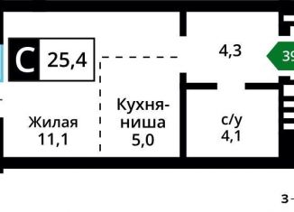 Продажа 1-комнатной квартиры, 25.4 м2, деревня Аристово, Косой переулок, 15