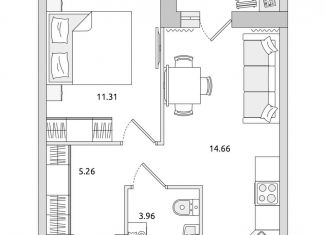 Продам 1-комнатную квартиру, 37.8 м2, Мурино, ЖК Муринский Посад