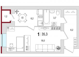 Продаю 1-ком. квартиру, 36.1 м2, Тверь, улица Фрунзе, 22к1, Заволжский район