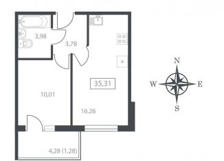 Продается однокомнатная квартира, 34.8 м2, деревня Борисовичи, Завеличенская улица, 18, ЖК Балтийский Каскад