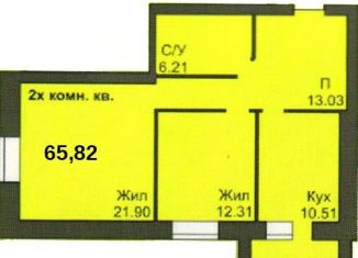Двухкомнатная квартира на продажу, 65.8 м2, Смоленск, посёлок Глущенки, 1, Заднепровский район
