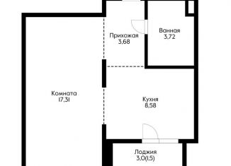 Продается однокомнатная квартира, 35 м2, Краснодар, ЖК Новелла, Питерская улица, 40лит6