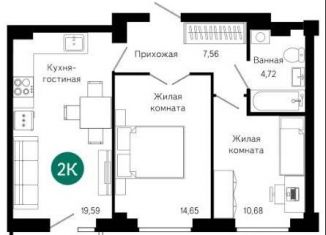 2-комнатная квартира на продажу, 58 м2, Екатеринбург, улица Щербакова, 74, ЖК Сказы Бажова