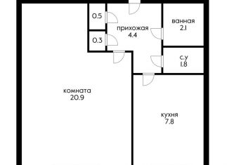 Продажа 1-комнатной квартиры, 37 м2, Краснодар, улица Мира, улица Мира, 19