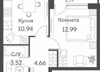 Однокомнатная квартира на продажу, 33.5 м2, Москва, ЖК Аквилон Бисайд