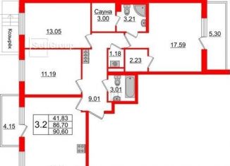 Продажа 4-комнатной квартиры, 91 м2, Санкт-Петербург, муниципальный округ Сосновая Поляна, проспект Ветеранов, 196