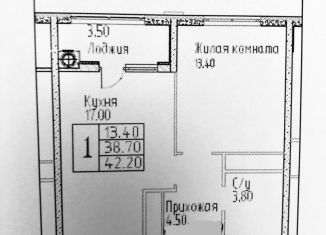 Однокомнатная квартира на продажу, 42.2 м2, Ставрополь, микрорайон № 31, улица 50 лет ВЛКСМ, 11к2