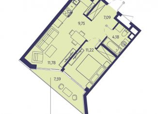 Продажа 2-комнатной квартиры, 51.6 м2, посёлок городского типа Ливадия