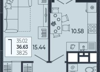 Продажа однокомнатной квартиры, 36.6 м2, Краснодар, Адмиралтейский бульвар, 1, микрорайон Россинского