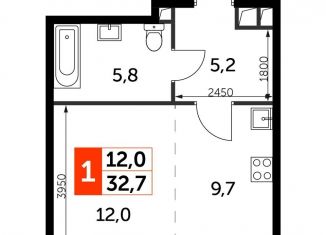 Продается однокомнатная квартира, 32.7 м2, Москва, улица Шеногина, 2с25, ЖК Сидней Сити