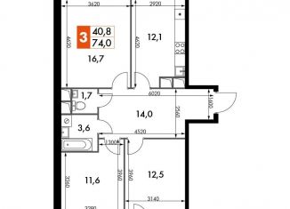 Продажа 3-ком. квартиры, 74 м2, посёлок Развилка