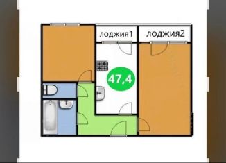 2-комнатная квартира на продажу, 47.4 м2, Екатеринбург, улица Начдива Онуфриева, 62, улица Начдива Онуфриева