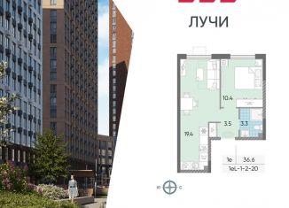 Продажа 1-ком. квартиры, 36.6 м2, Москва, метро Солнцево, жилой комплекс Лучи, к15