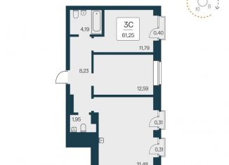 Продам трехкомнатную квартиру, 61.3 м2, Новосибирск, Красный проспект, 167к9