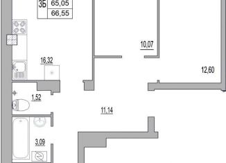 Продажа трехкомнатной квартиры, 66.6 м2, Псковская область, улица Юности, 32