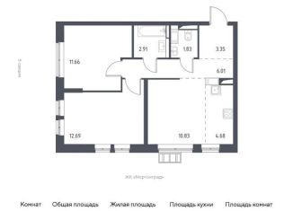 3-комнатная квартира на продажу, 54 м2, деревня Путилково, Вольная улица, 4