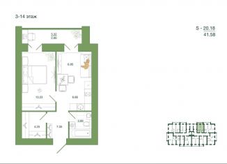 Продам 1-комнатную квартиру, 41.6 м2, Пенза, Железнодорожный район
