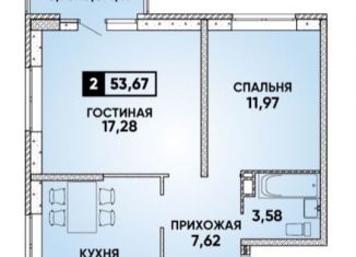 Двухкомнатная квартира на продажу, 54 м2, Краснодар, улица им. Героя Яцкова И.В., 19к1